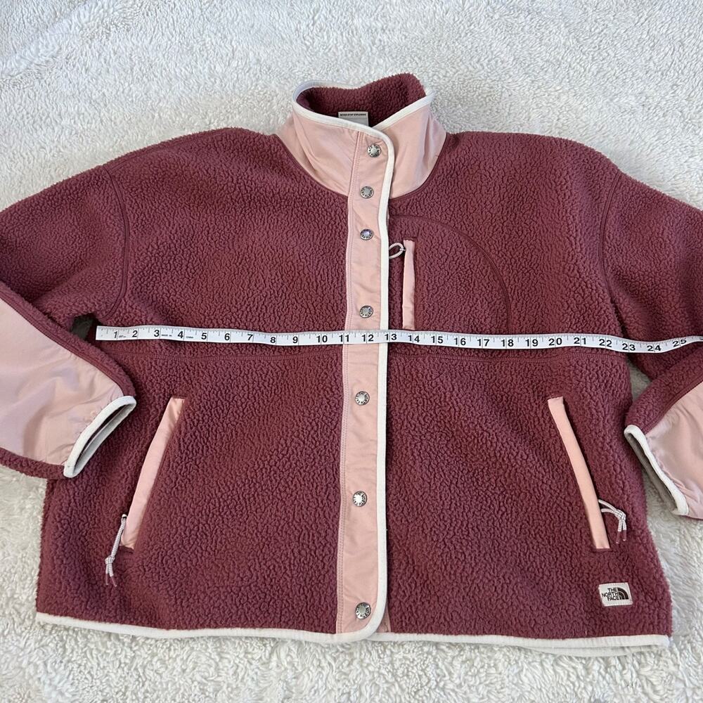 North Face Women Deep Pile Fleece Full Zip Pink L Gorpcore Hiking Casual Outdoor - Picture 3 of 6